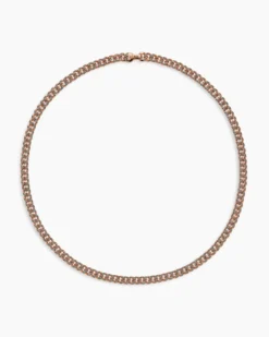 Curb Chain Necklace 18K Rose Gold with Cognac Diamonds, 6mm