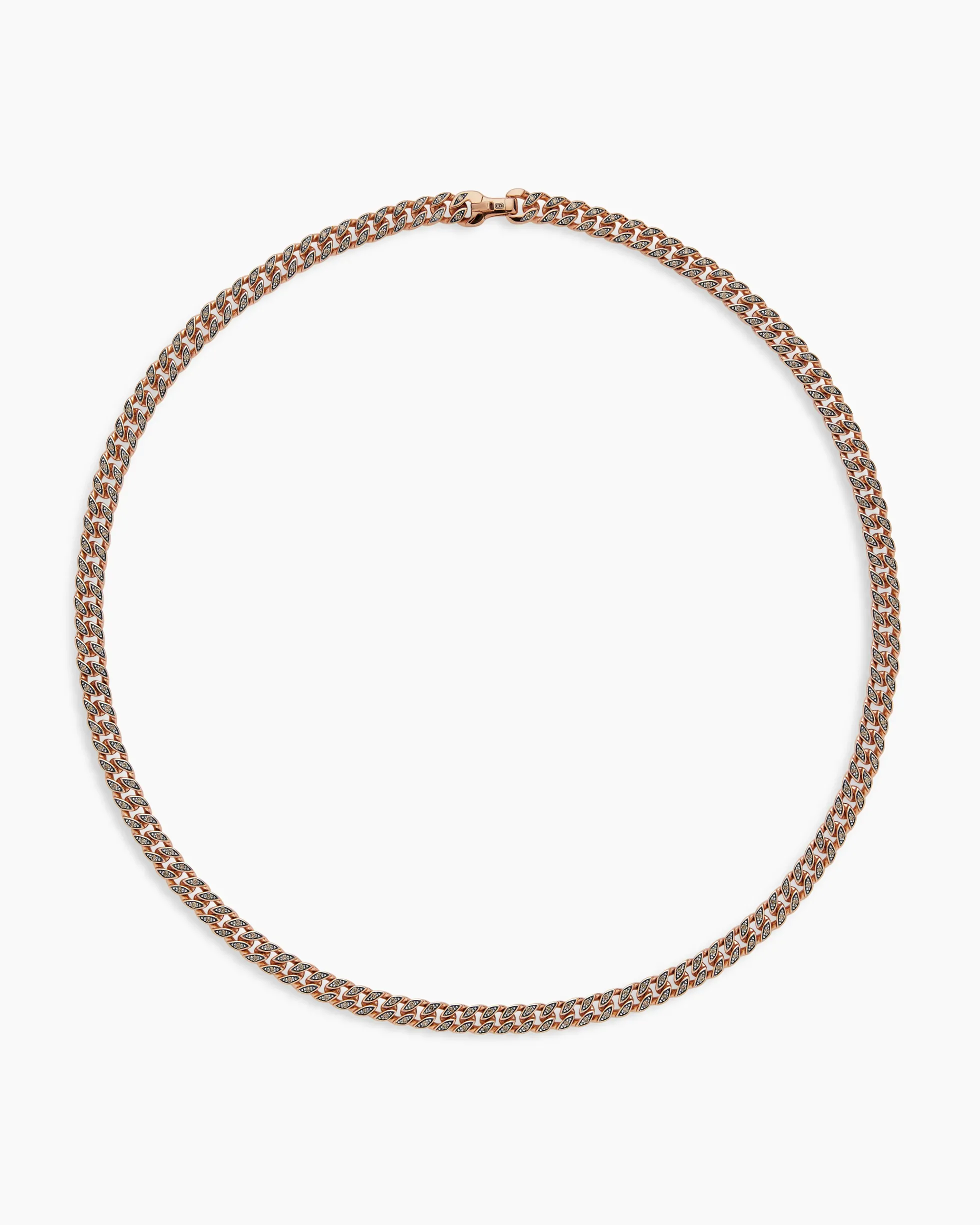 Curb Chain Necklace 18K Rose Gold with Cognac Diamonds, 6mm