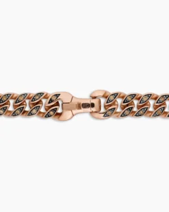 Curb Chain Necklace 18K Rose Gold with Cognac Diamonds, 6mm