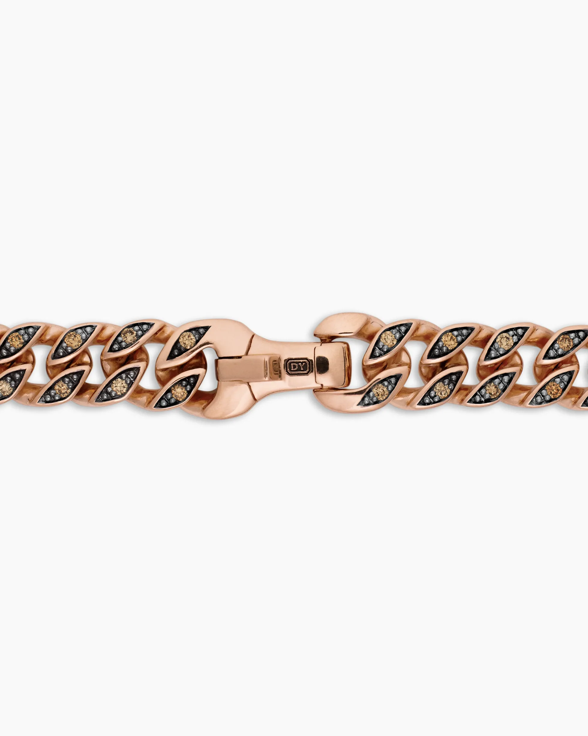 Curb Chain Necklace 18K Rose Gold with Cognac Diamonds, 6mm
