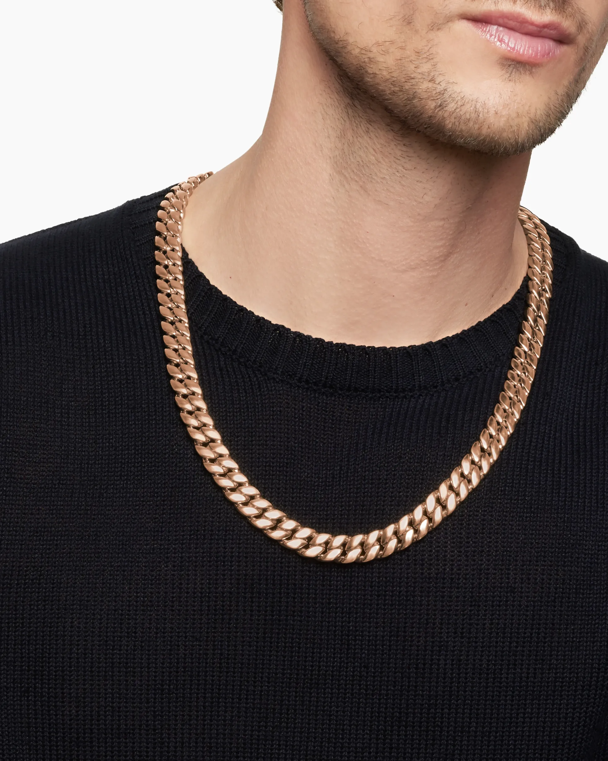 Curb Chain Necklace 18K Rose Gold, 11.5mm