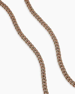 Curb Chain Necklace 18K Rose Gold with Cognac Diamonds, 8mm