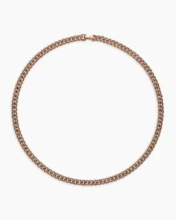 Curb Chain Necklace 18K Rose Gold with Cognac Diamonds, 8mm