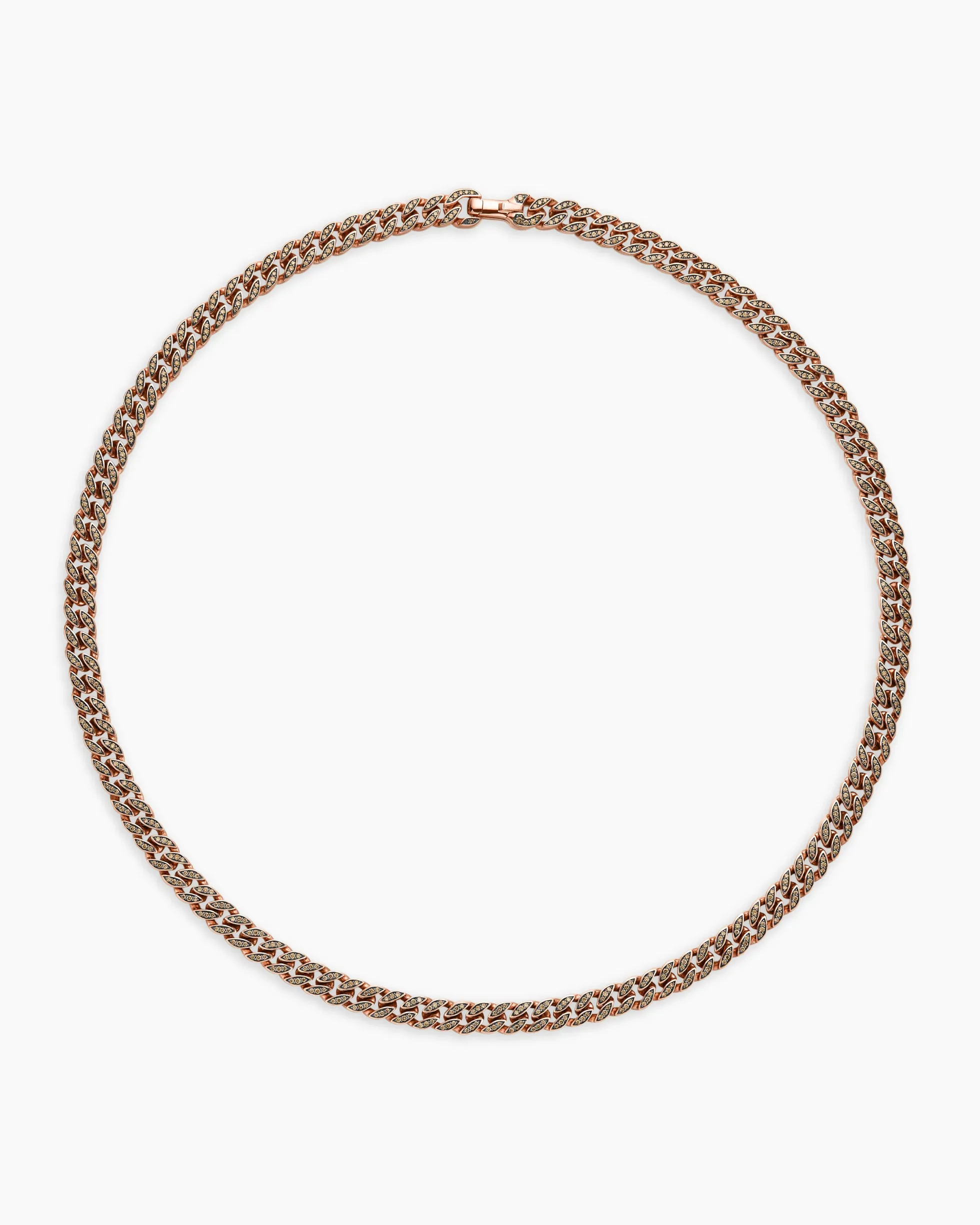 Curb Chain Necklace 18K Rose Gold with Cognac Diamonds, 8mm