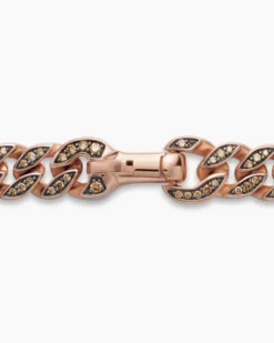 Curb Chain Necklace 18K Rose Gold with Cognac Diamonds, 8mm