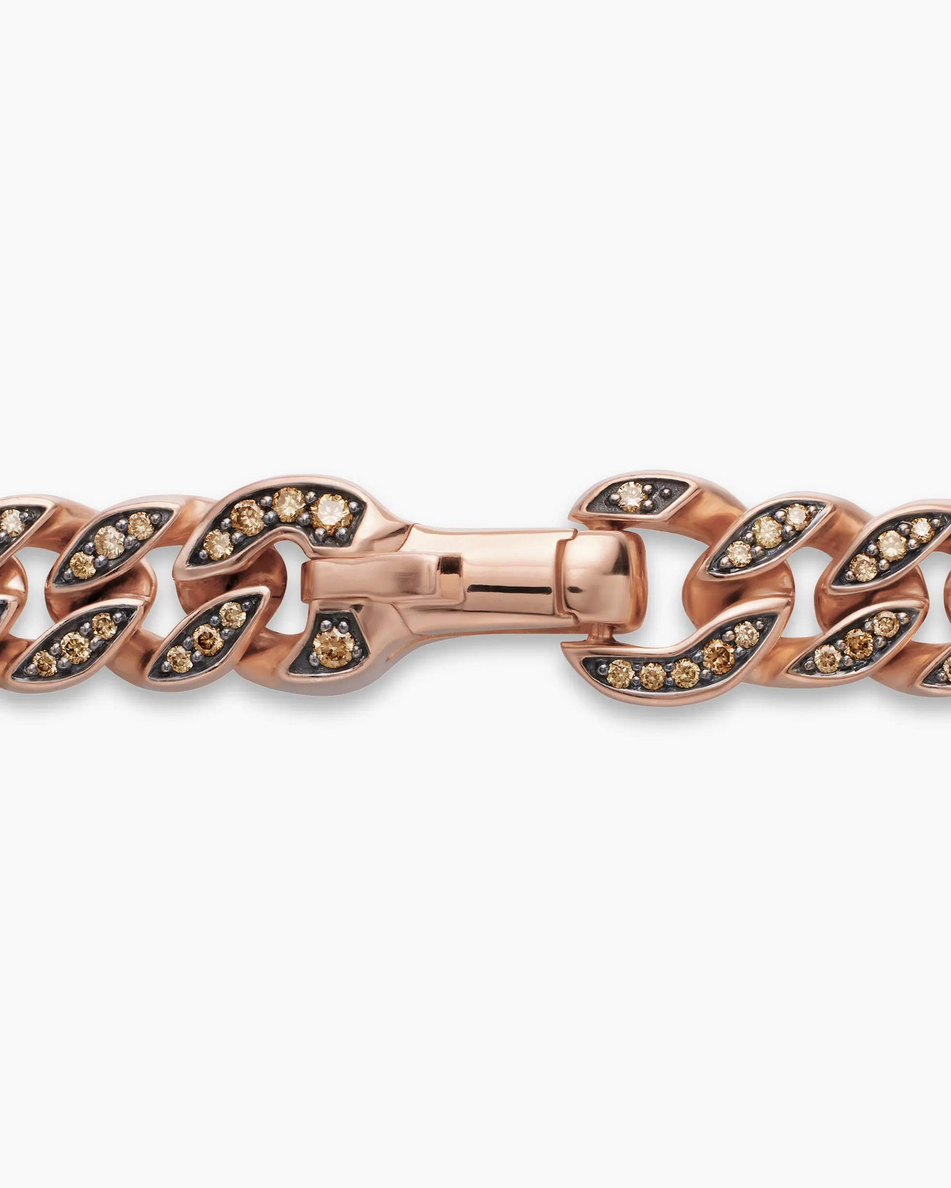 Curb Chain Necklace 18K Rose Gold with Cognac Diamonds, 8mm