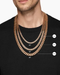 Curb Chain Necklace 18K Rose Gold with Cognac Diamonds, 8mm