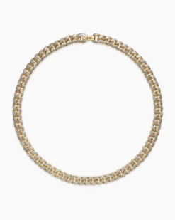 Curb Chain Necklace 18K Yellow Gold with Meteorite, 11.5mm