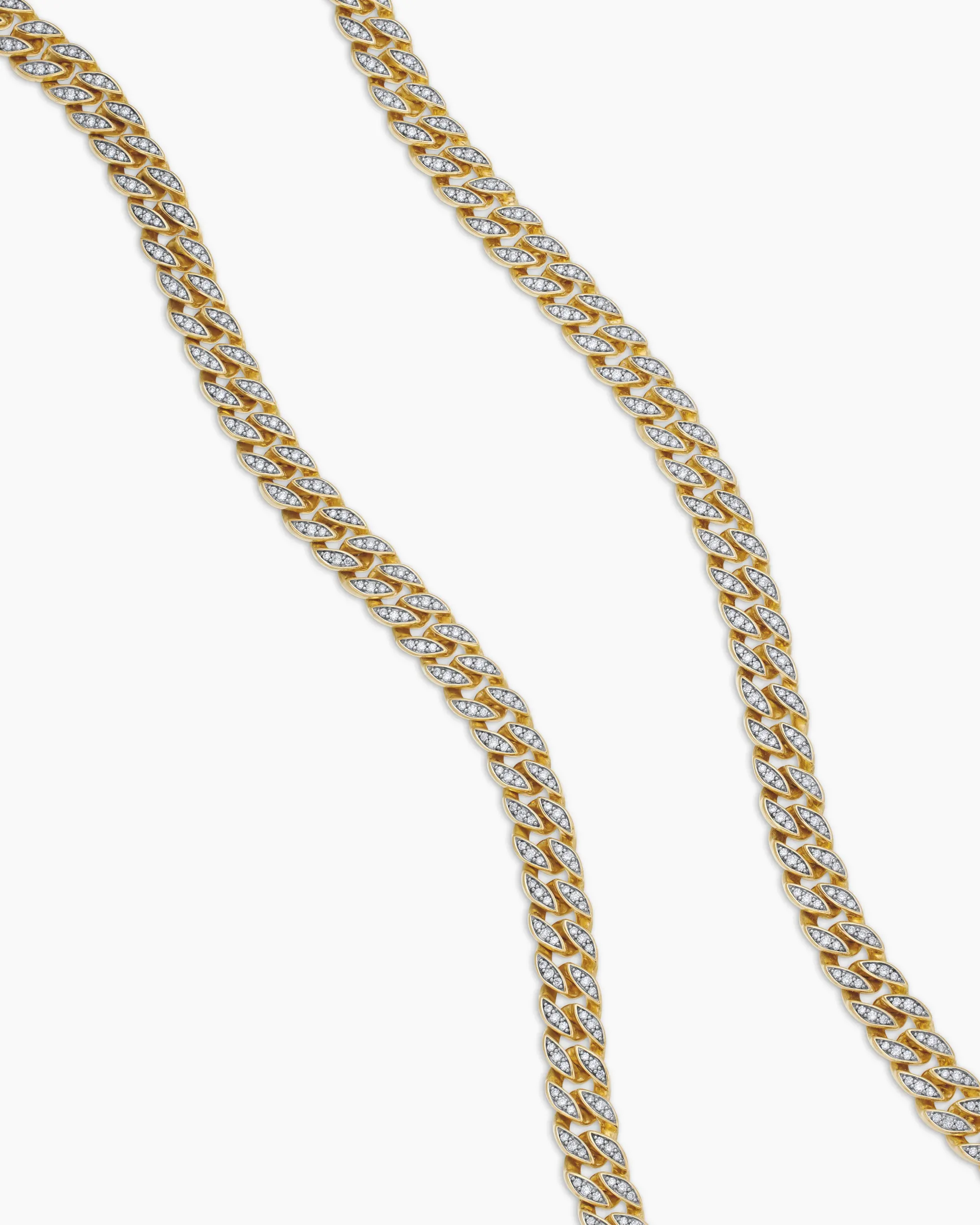 Curb Chain Necklace 18K Yellow Gold with Diamonds, 8mm