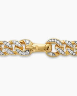 Curb Chain Necklace 18K Yellow Gold with Diamonds, 8mm