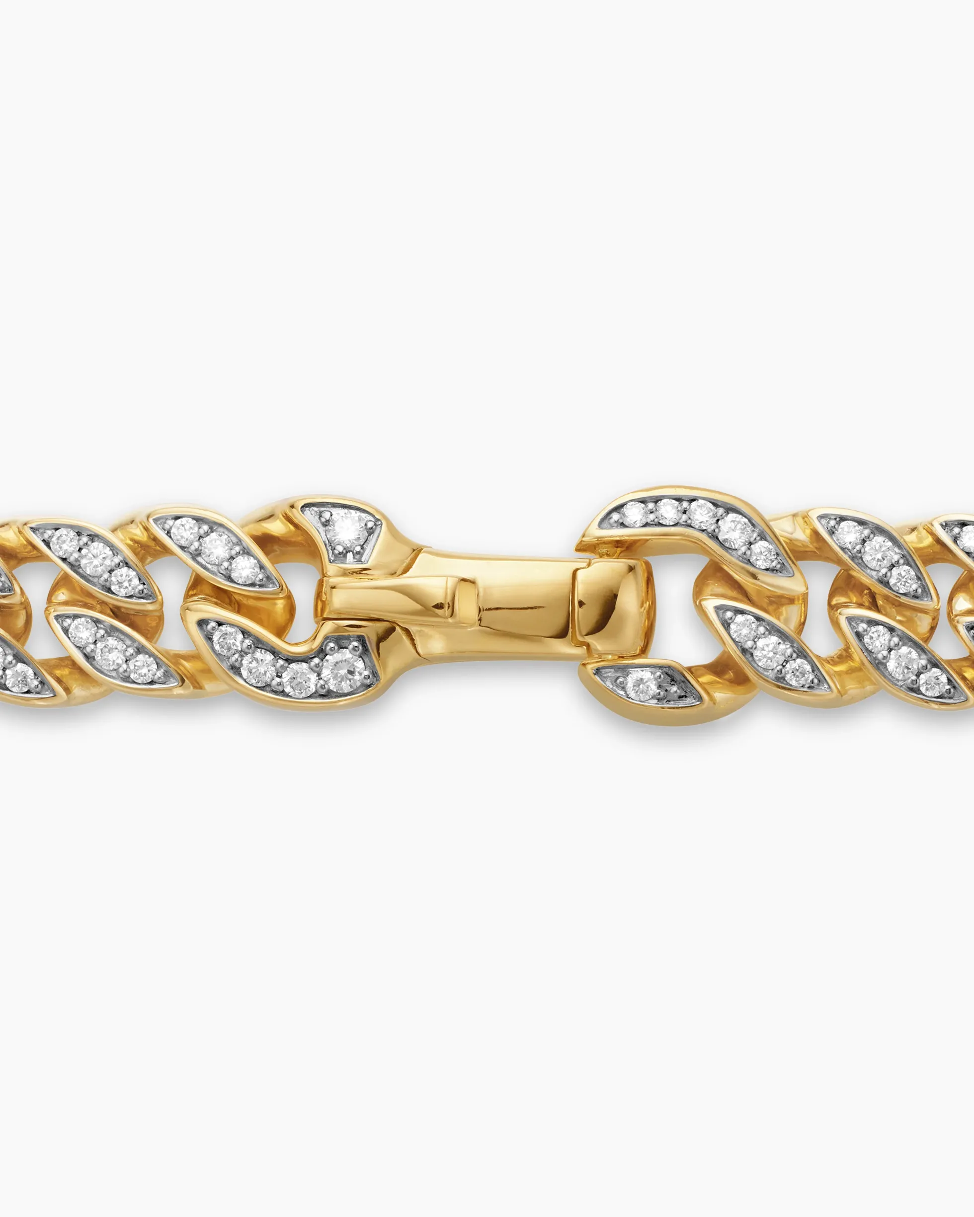 Curb Chain Necklace 18K Yellow Gold with Diamonds, 8mm