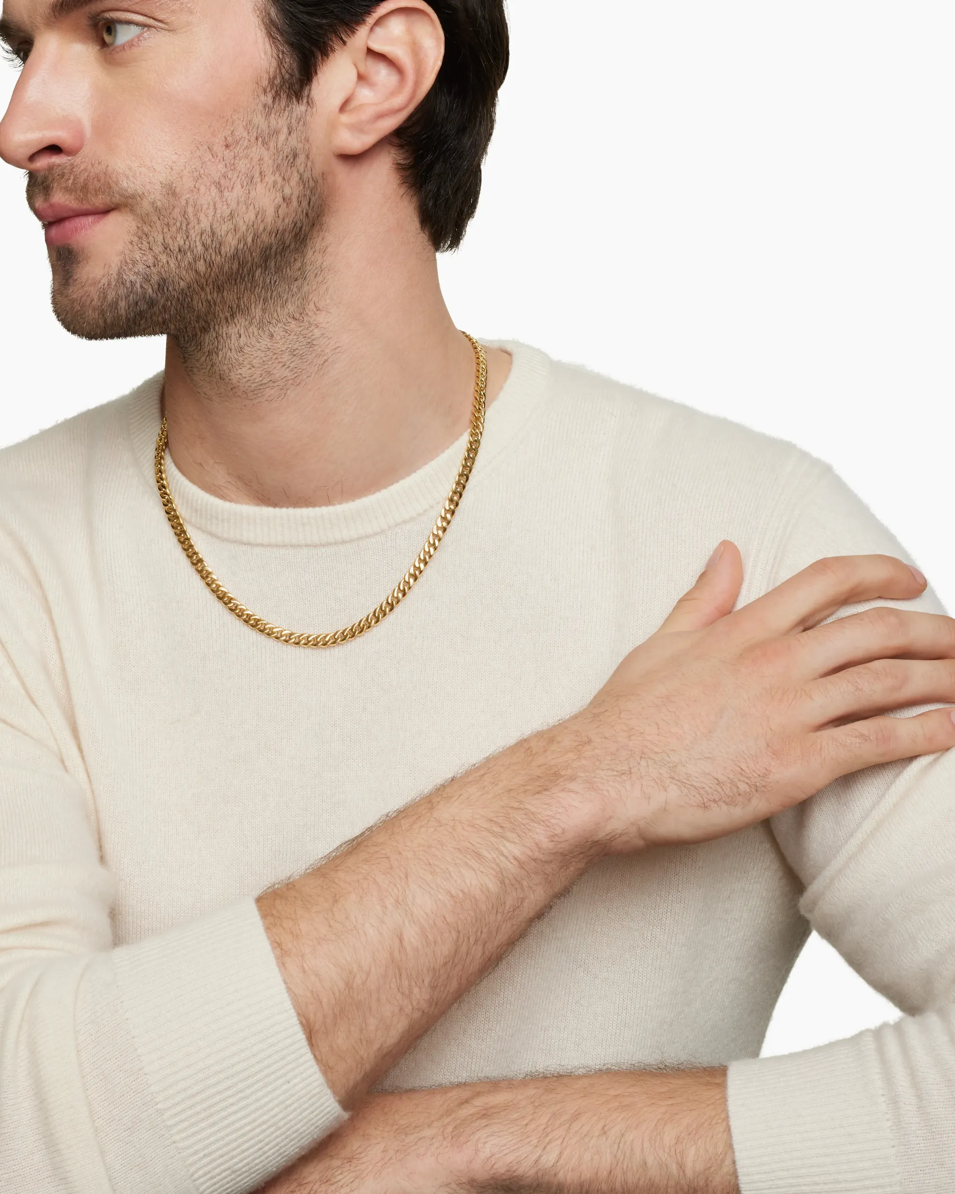 Curb Chain Necklace 18K Yellow Gold, 6mm