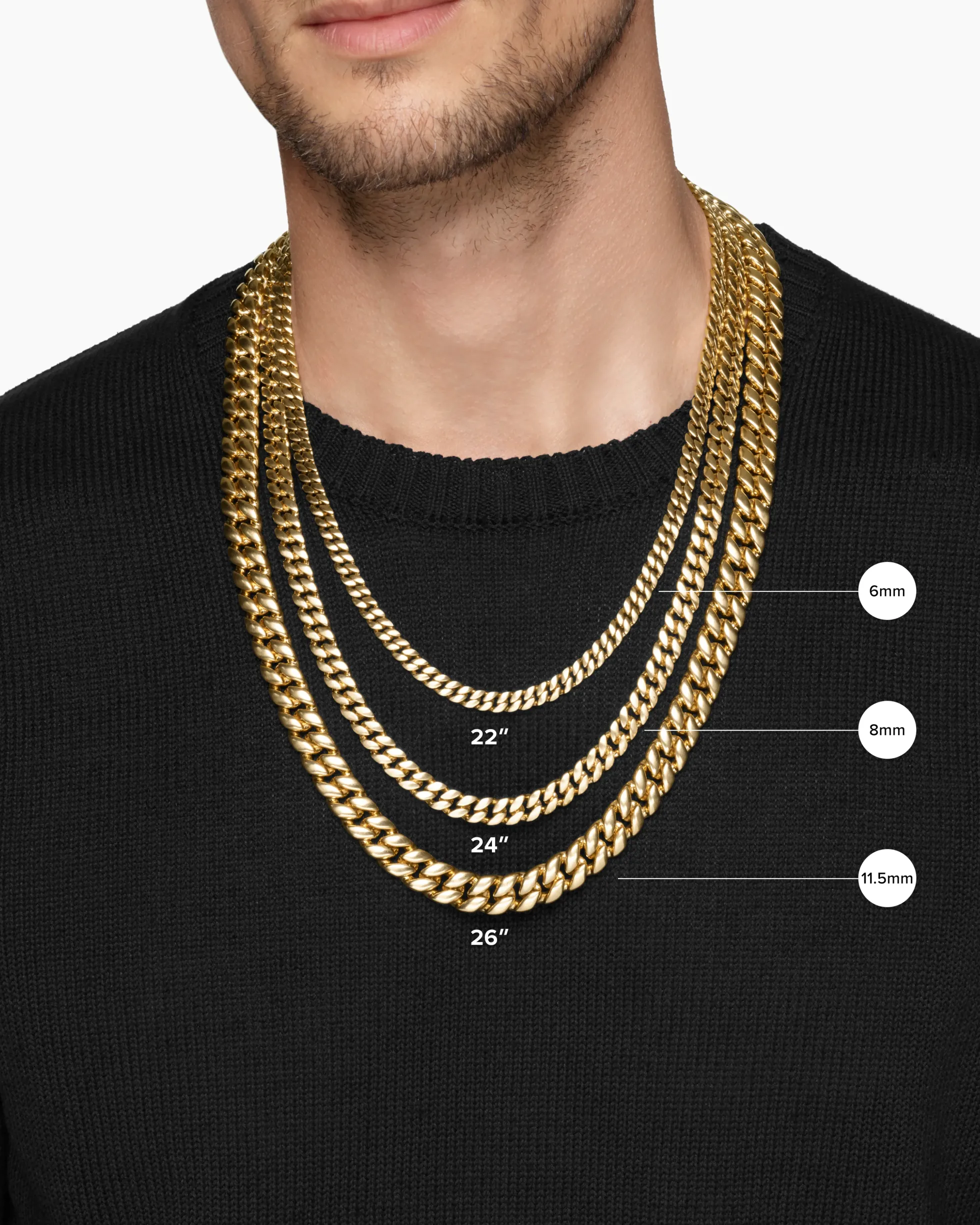 Curb Chain Necklace 18K Yellow Gold, 6mm