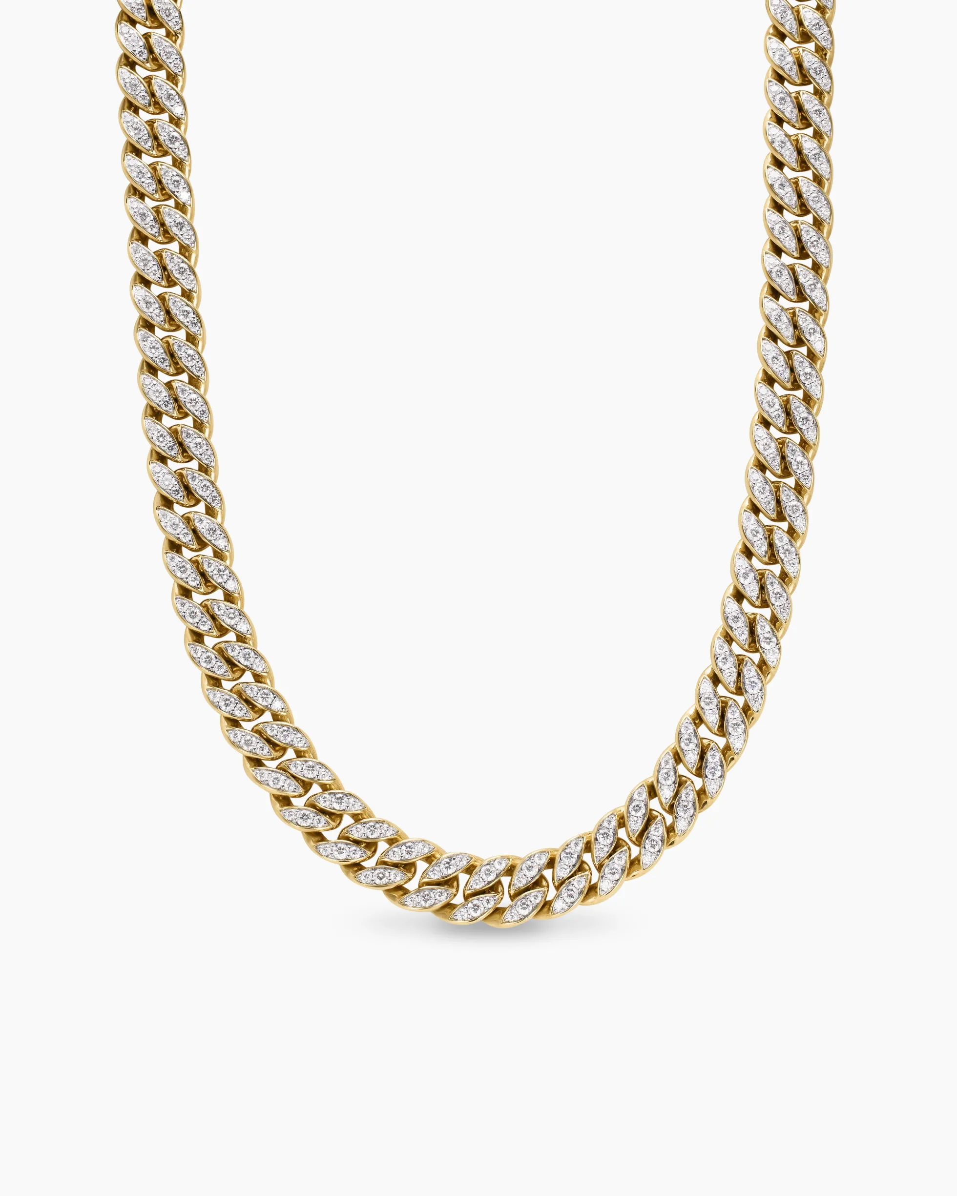 Curb Chain Necklace 18K Yellow Gold with Diamonds, 11.5mm
