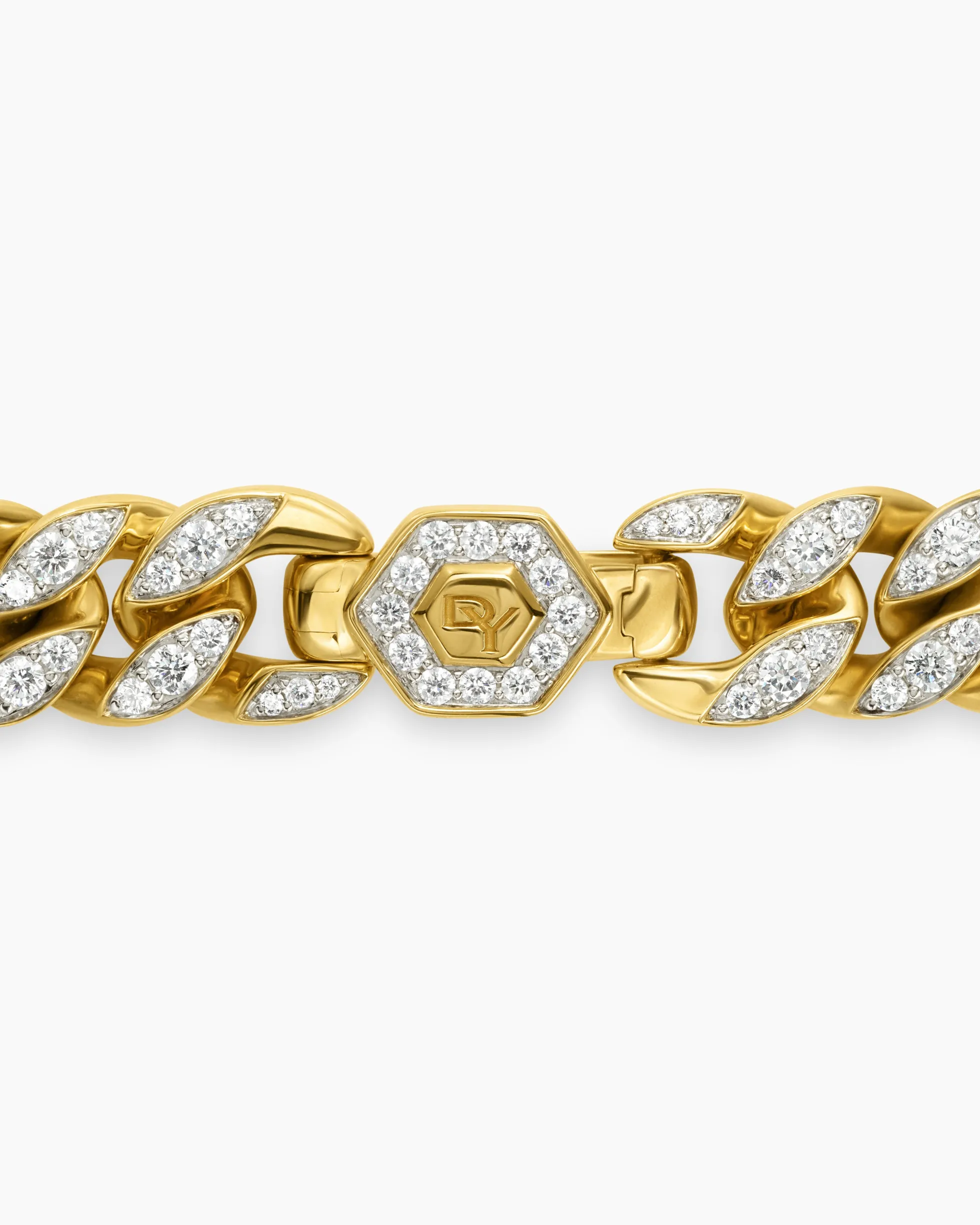 Curb Chain Necklace 18K Yellow Gold with Diamonds, 11.5mm
