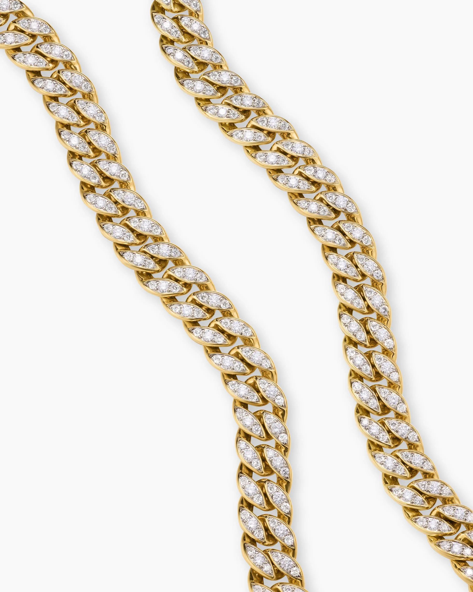 Curb Chain Necklace 18K Yellow Gold with Diamonds, 11.5mm