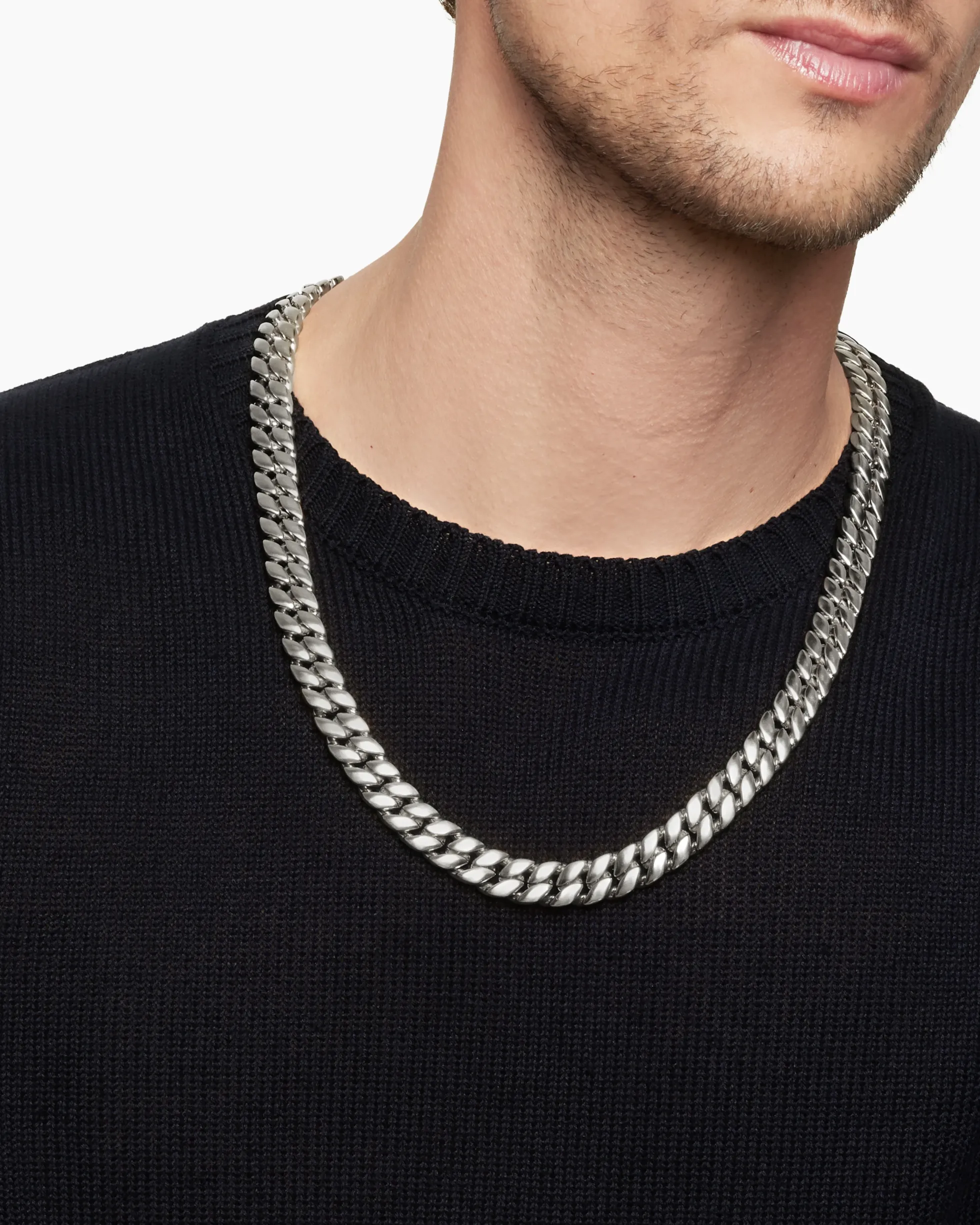 Curb Chain Necklace Platinum, 11.5mm