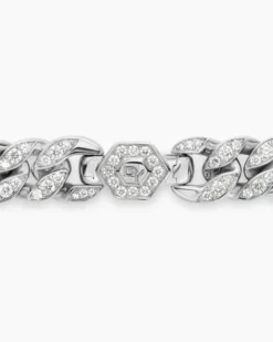 Curb Chain Necklace Platinum with Diamonds, 11.5mm