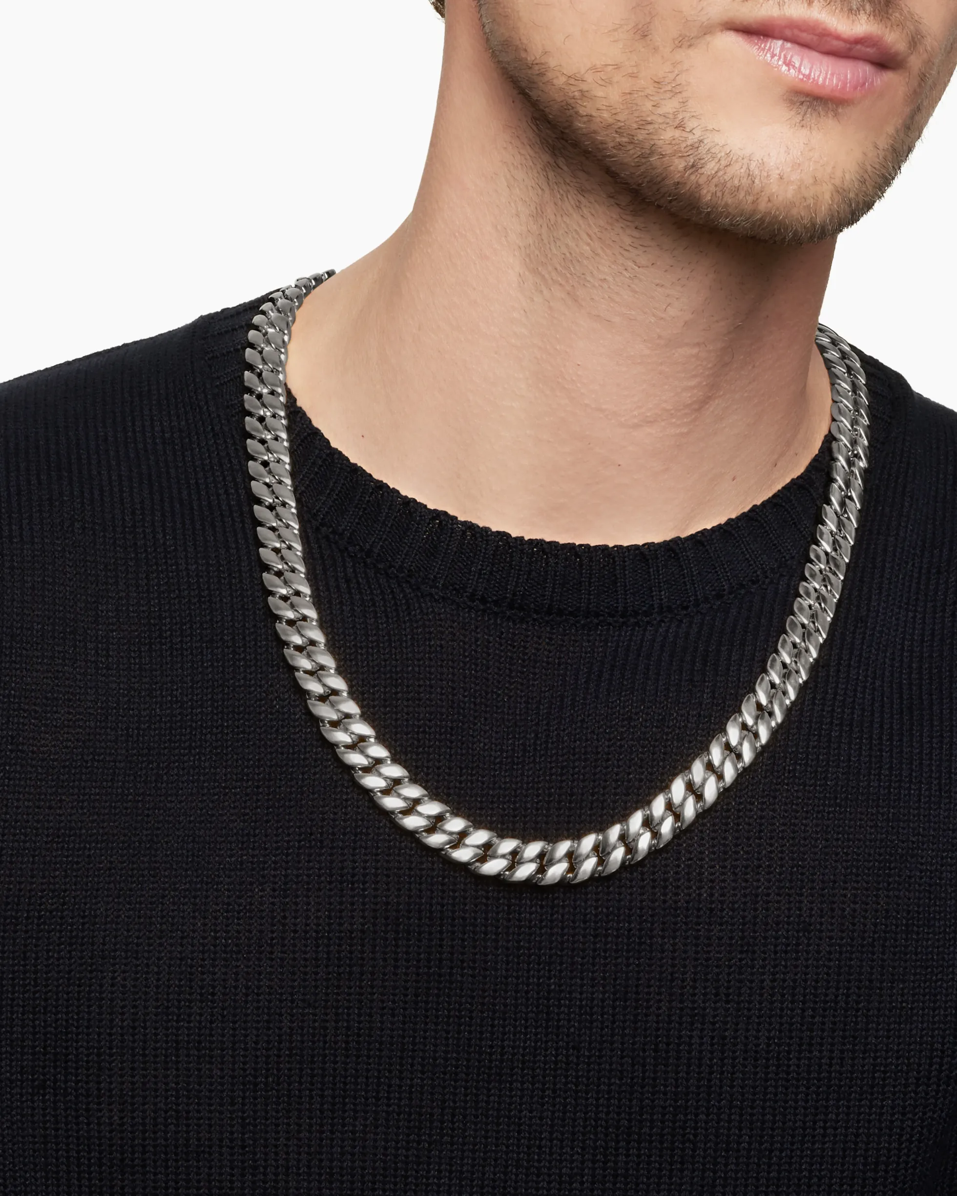 Curb Chain Necklace Sterling Silver, 11.5mm