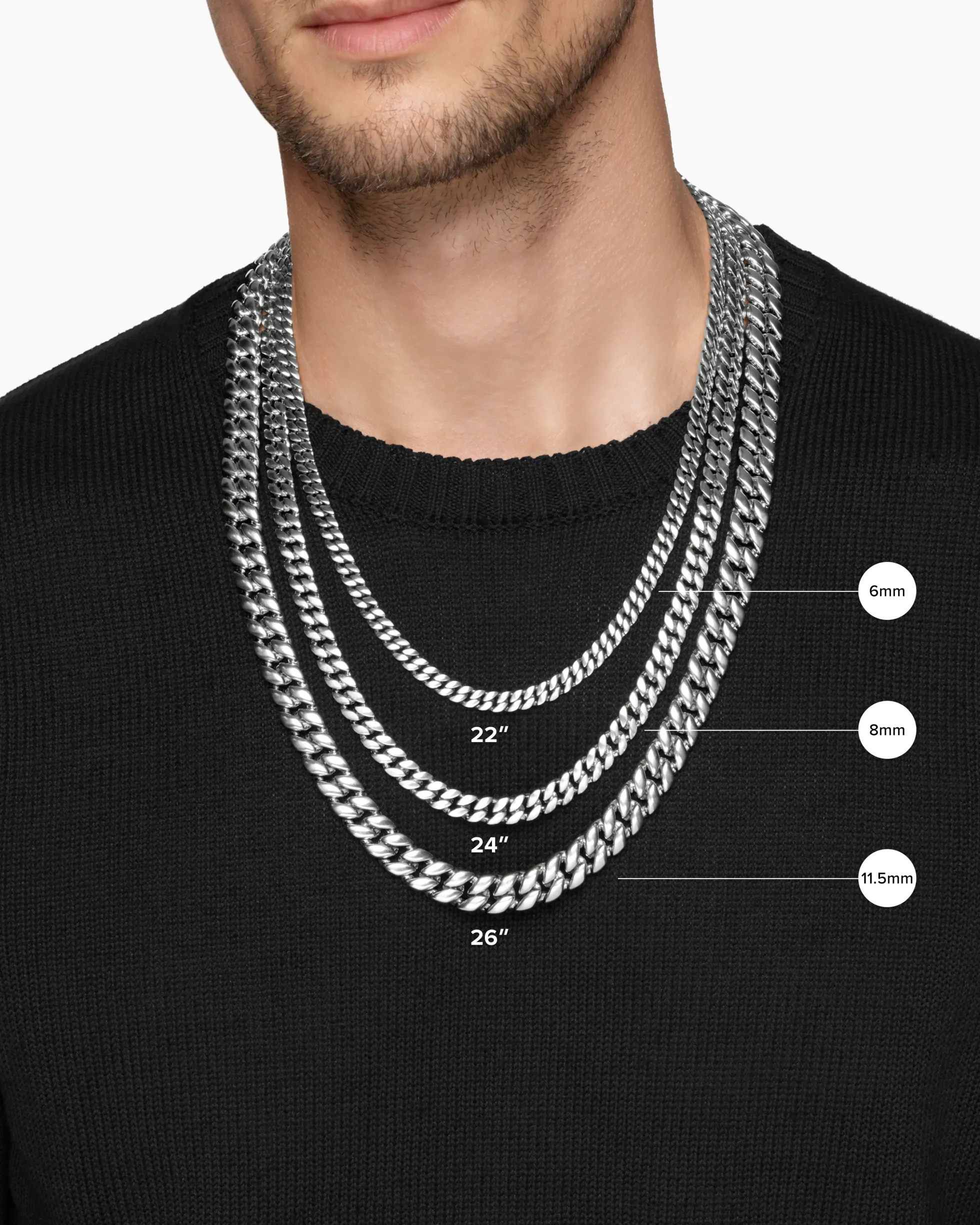 Curb Chain Necklace Sterling Silver, 11.5mm