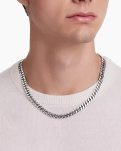 Curb Chain Necklace Sterling Silver, 8mm