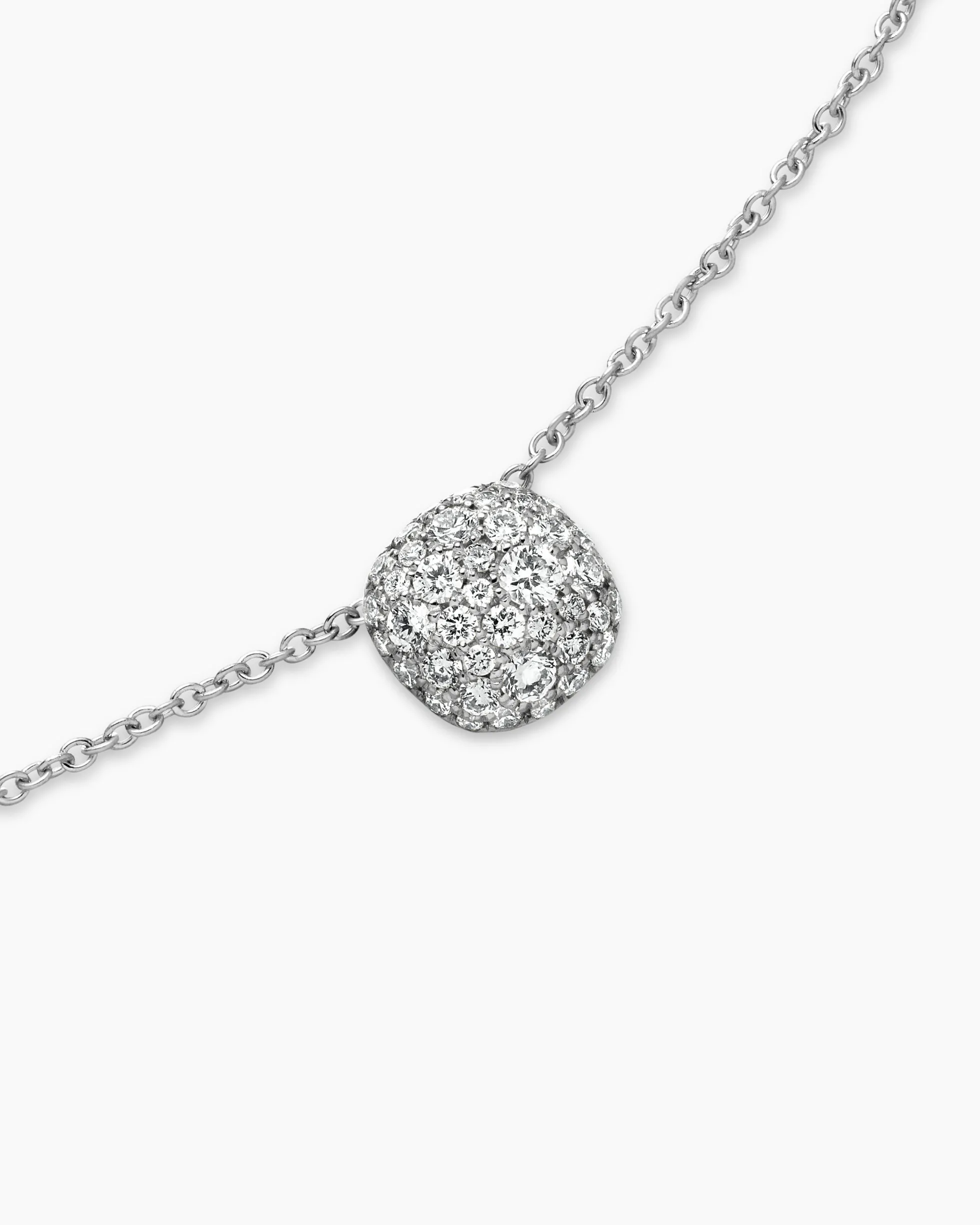 Cushion Pendant Necklace 18K White Gold with Diamonds, 8mm