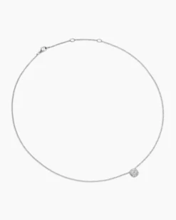 Cushion Pendant Necklace 18K White Gold with Diamonds, 8mm