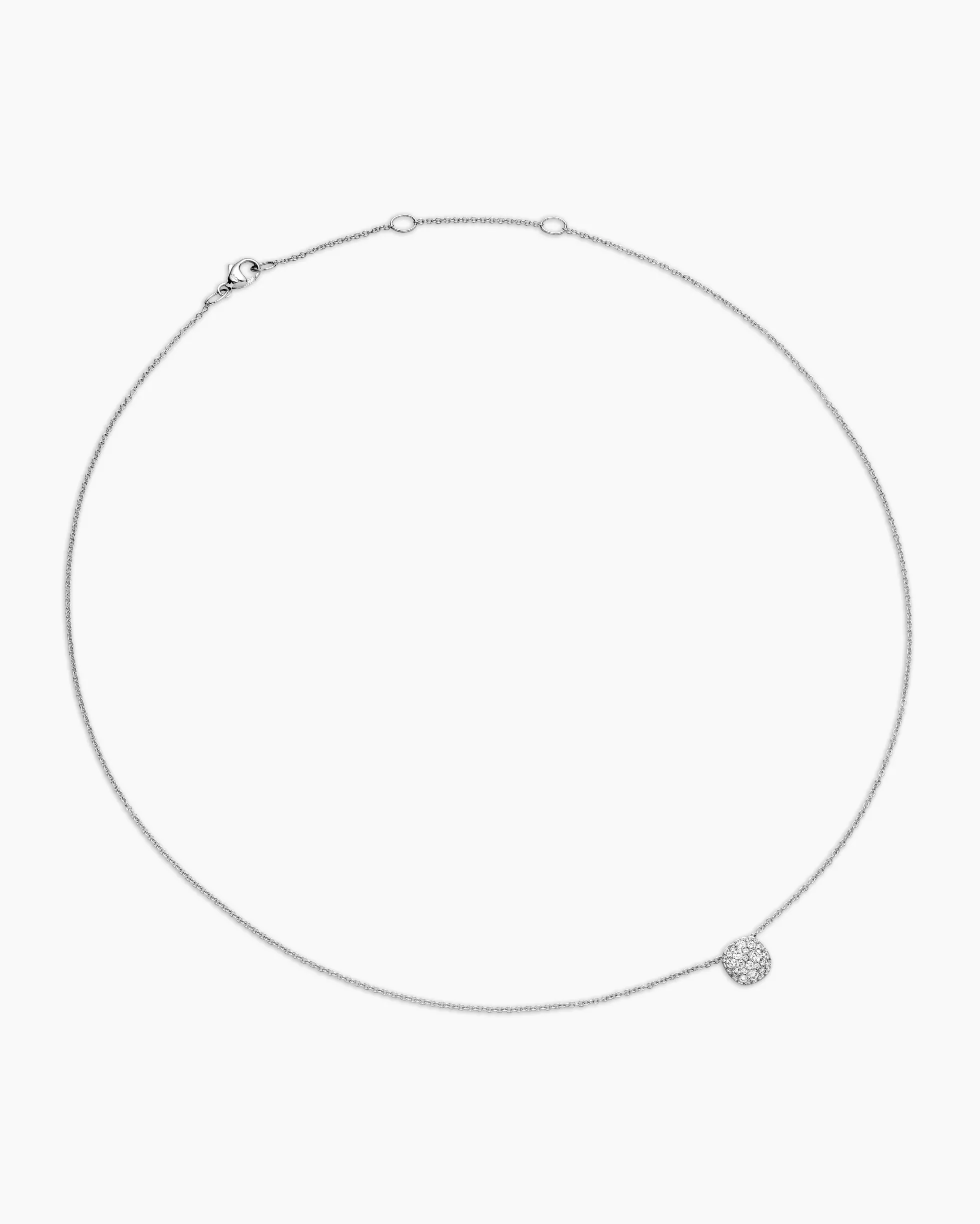 Cushion Pendant Necklace 18K White Gold with Diamonds, 8mm
