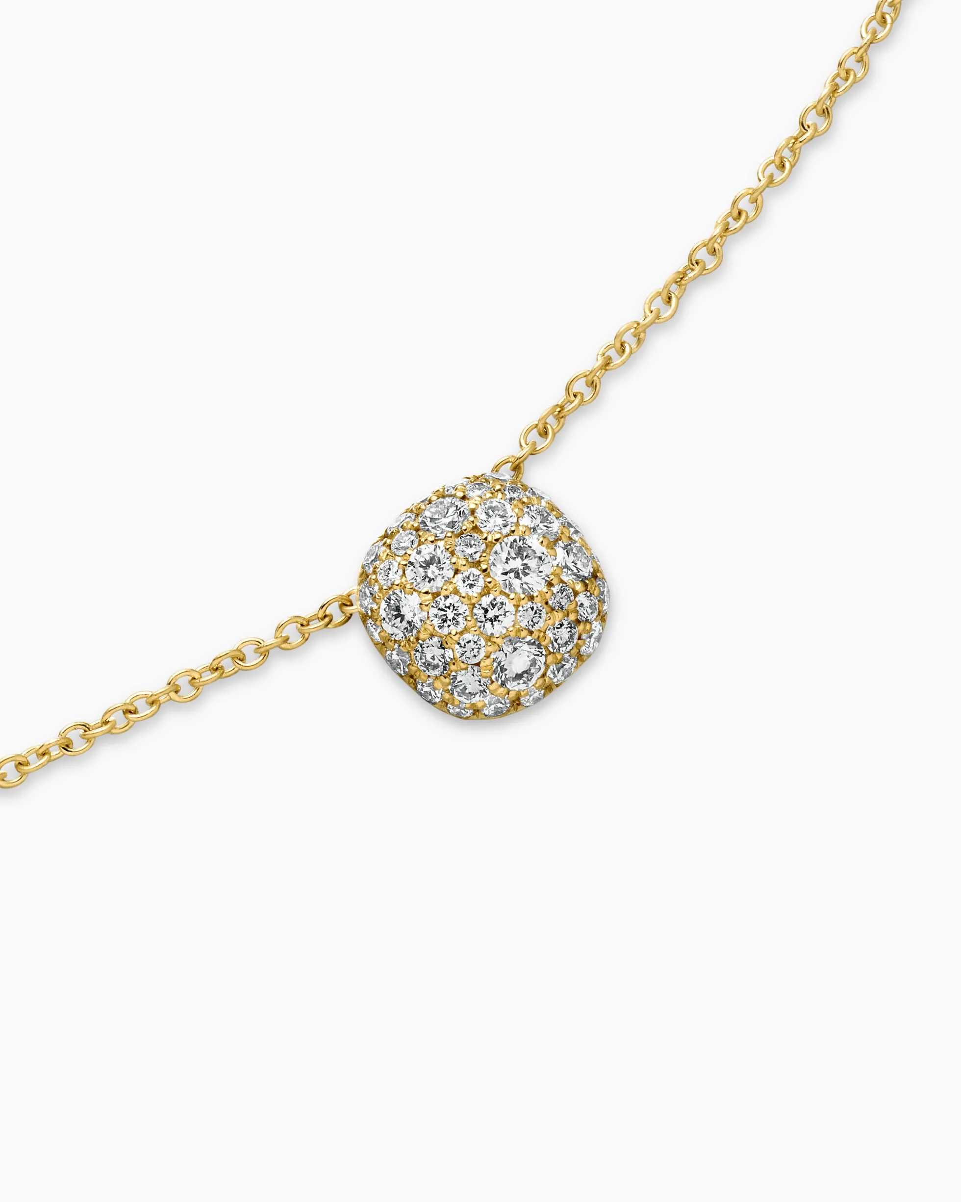 Cushion Pendant Necklace 18K Yellow Gold with Diamonds, 8mm