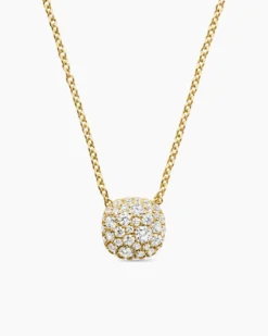 Cushion Pendant Necklace 18K Yellow Gold with Diamonds, 8mm