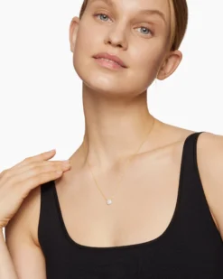 Cushion Pendant Necklace 18K Yellow Gold with Diamonds, 8mm