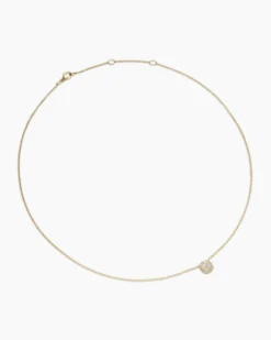 Cushion Pendant Necklace 18K Yellow Gold with Diamonds, 8mm