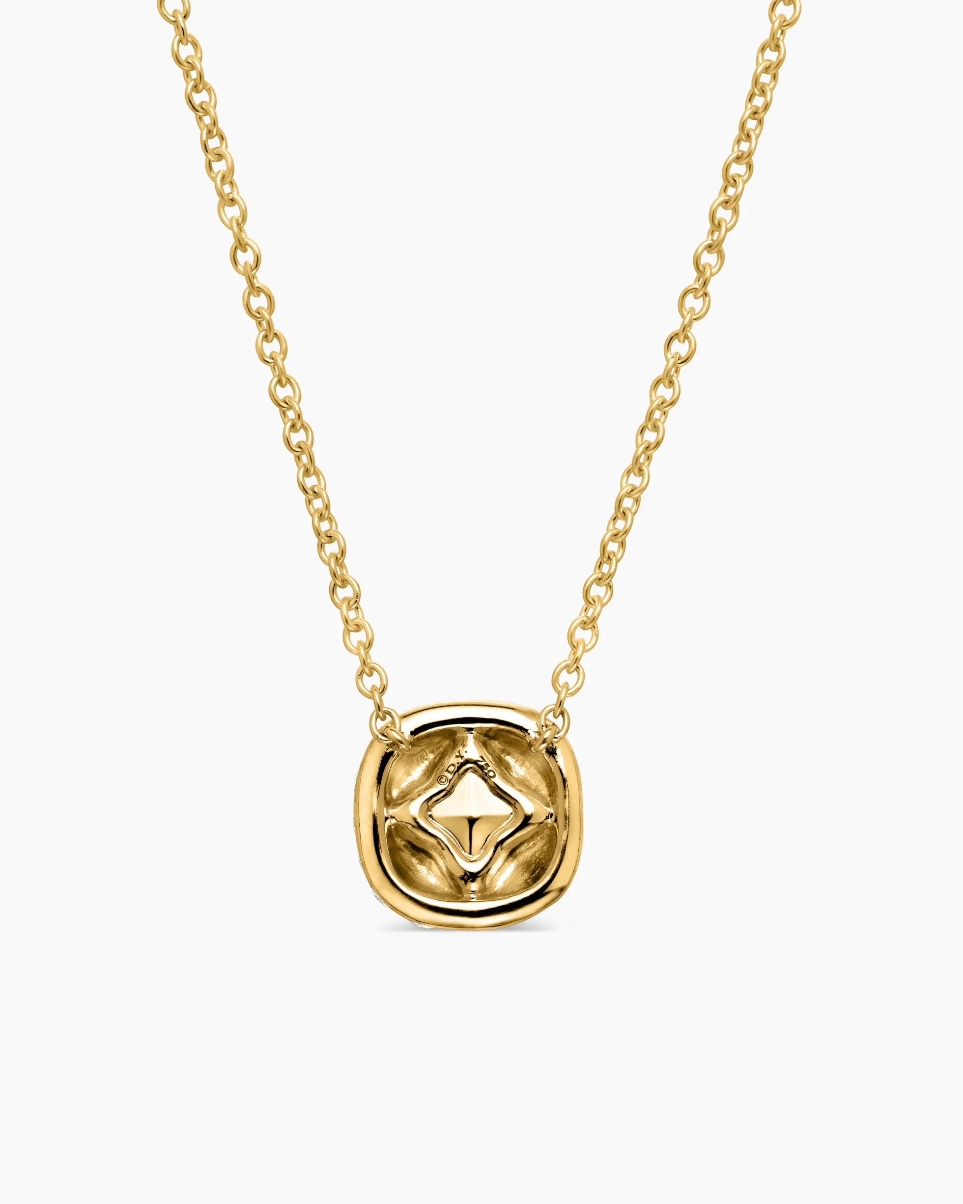 Cushion Pendant Necklace 18K Yellow Gold with Diamonds, 8mm