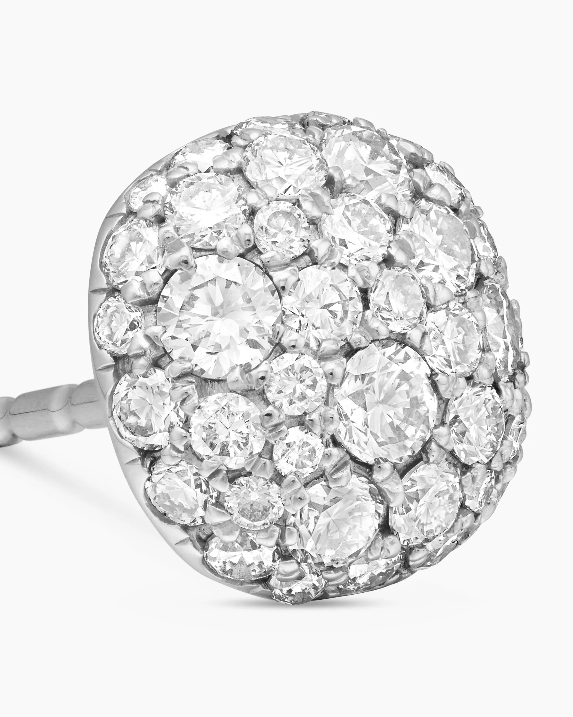 Cushion Stud Earrings 18K White Gold with Diamonds, 8mm