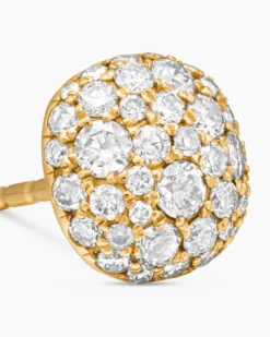 Cushion Stud Earrings 18K Yellow Gold with Diamonds, 8mm