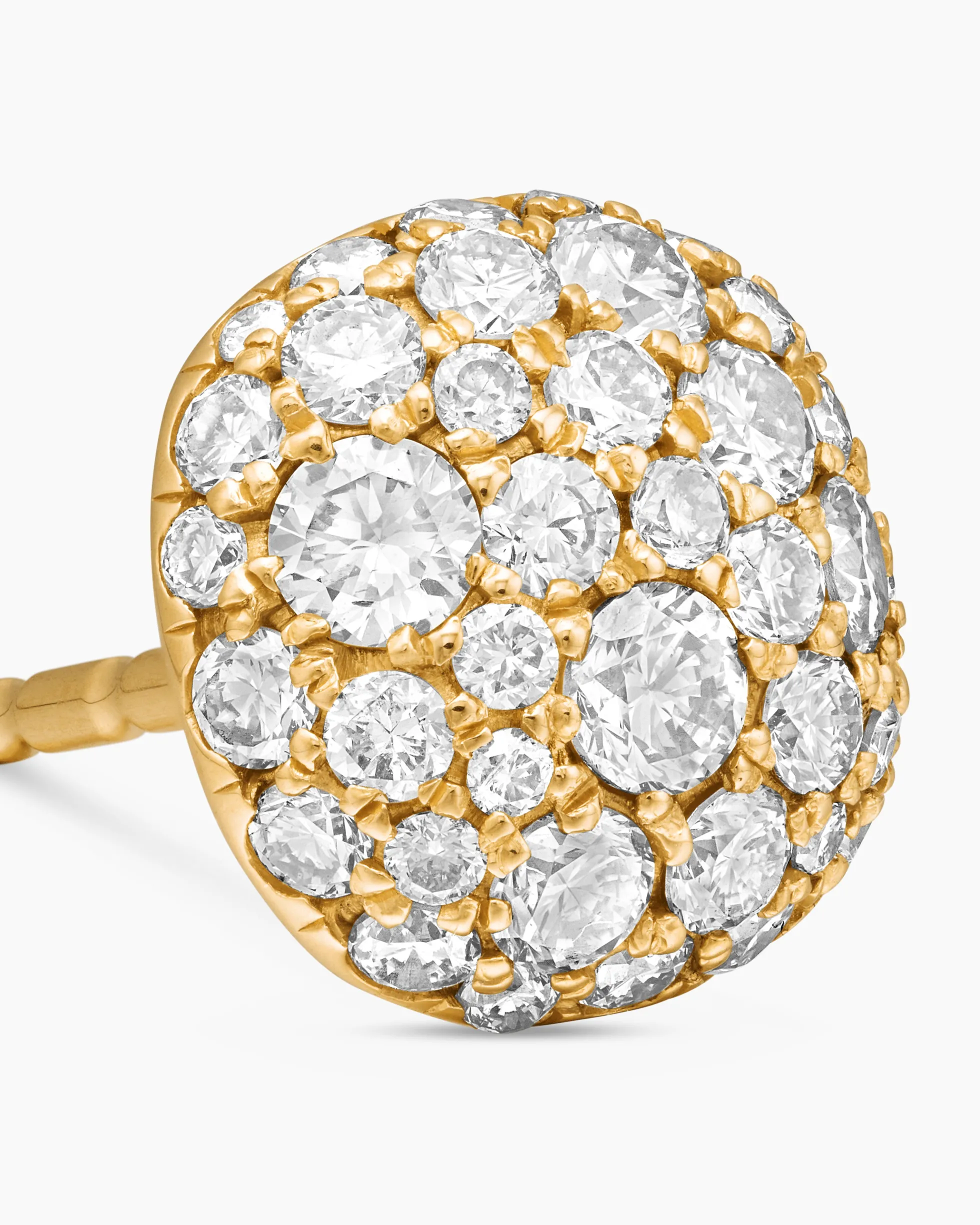 Cushion Stud Earrings 18K Yellow Gold with Diamonds, 8mm
