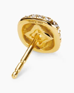 Cushion Stud Earrings 18K Yellow Gold with Diamonds, 8mm
