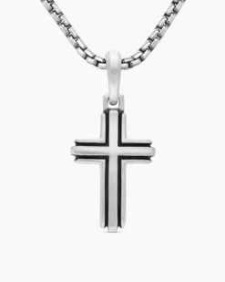 Deco Cross Pendant Sterling Silver, 27mm
