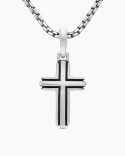 Deco Cross Pendant Sterling Silver, 27mm