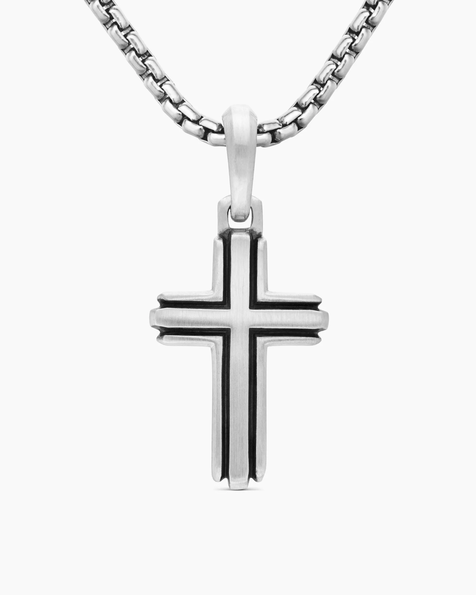 Deco Cross Pendant Sterling Silver, 27mm