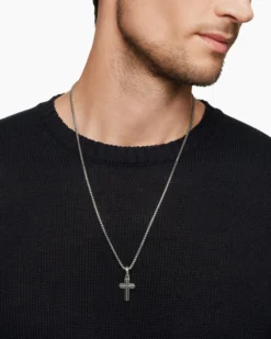Deco Cross Pendant Sterling Silver, 27mm