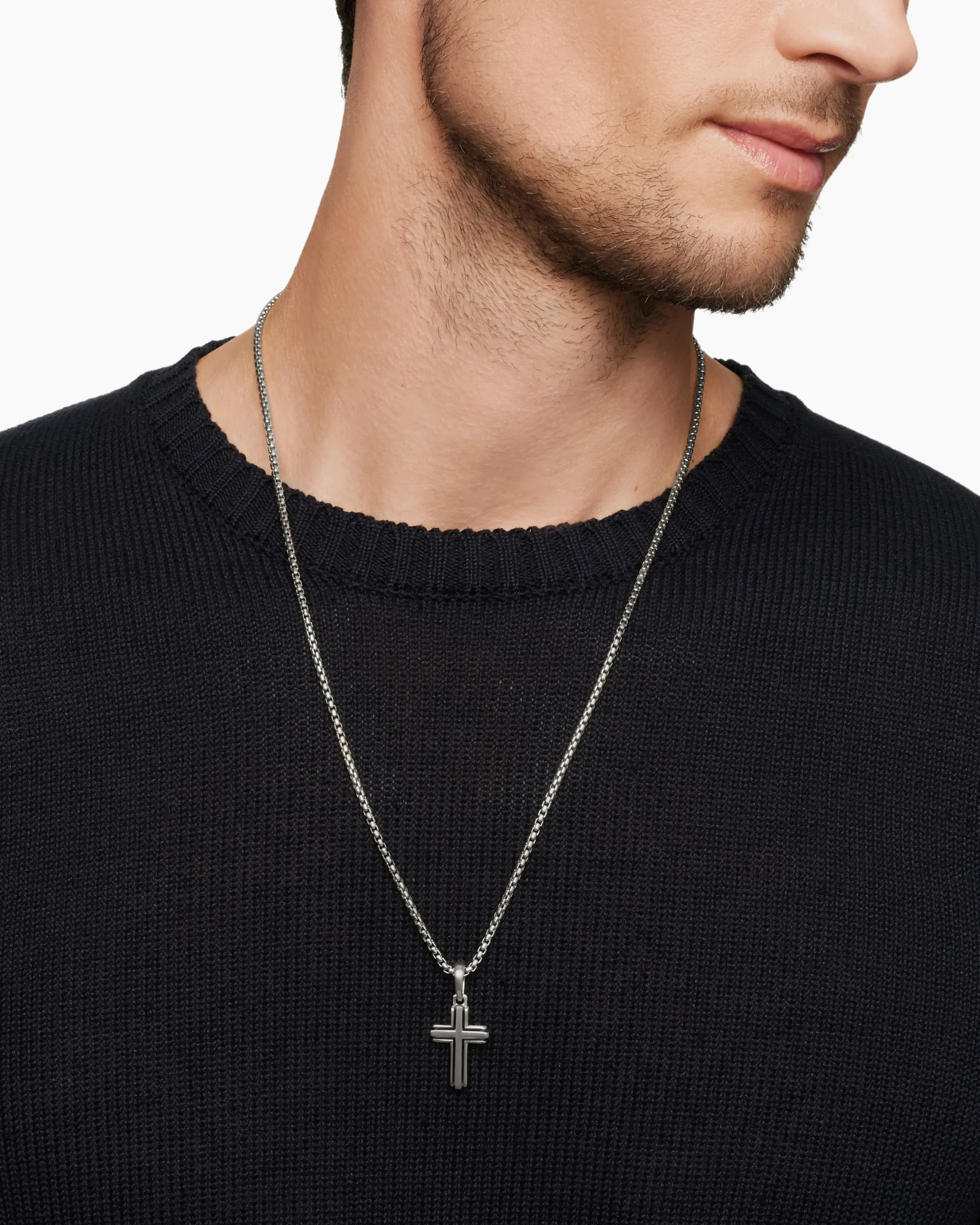 Deco Cross Pendant Sterling Silver, 27mm