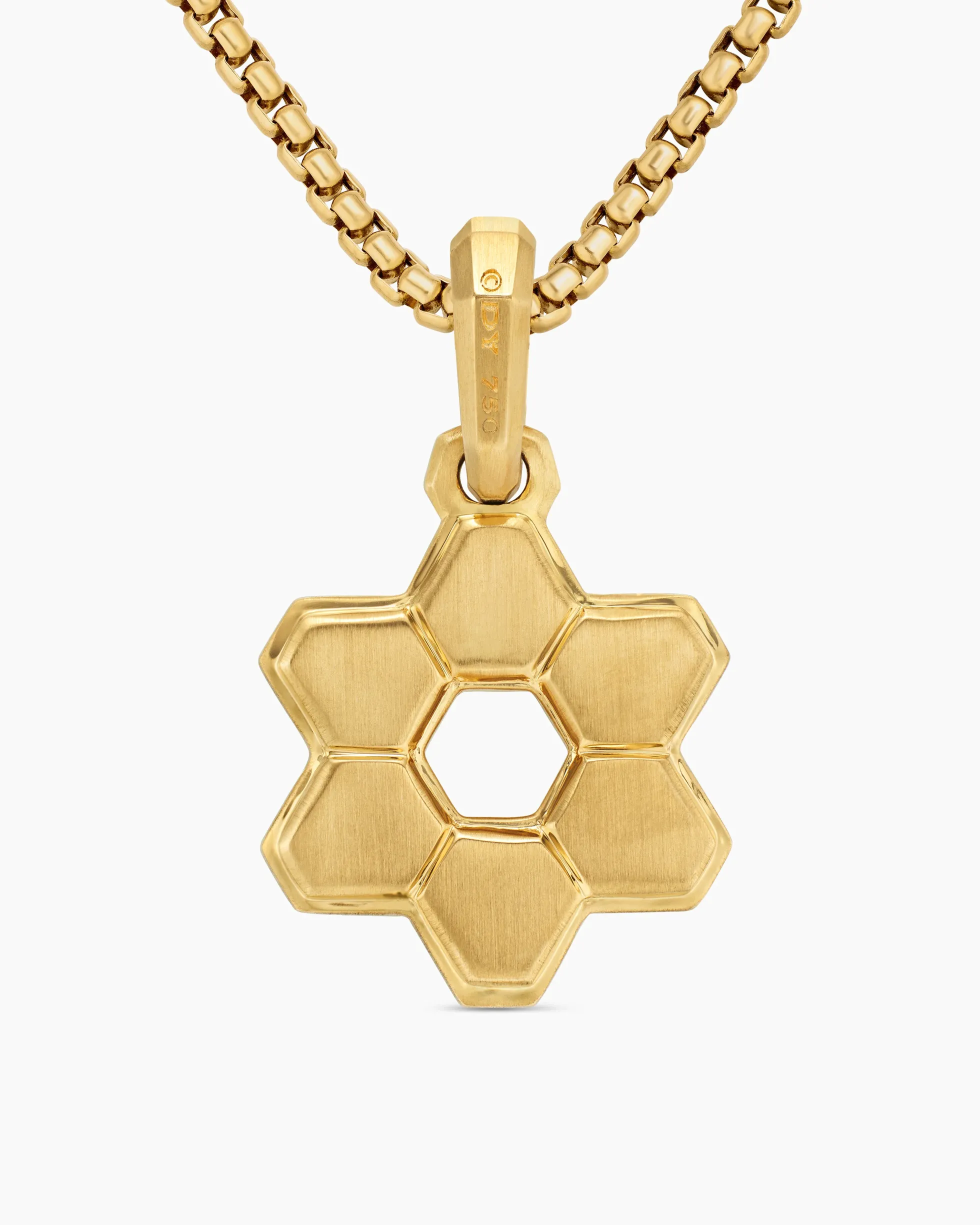 Deco Star of David Pendant 18K Yellow Gold with Diamonds, 19.5mm