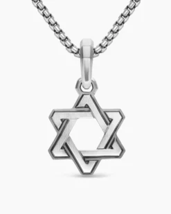 Deco Star of David Pendant Sterling Silver, 19.5mm