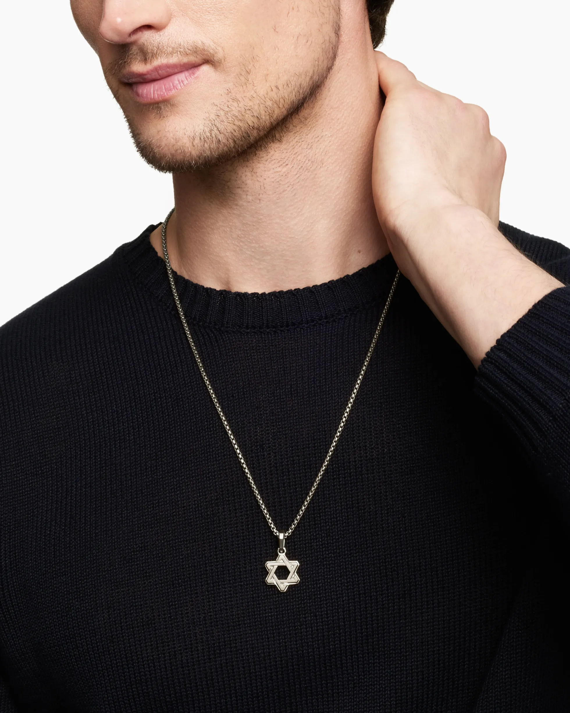 Deco Star of David Pendant Sterling Silver, 19.5mm
