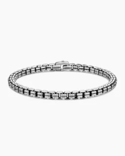 Double Box Chain Bracelet Sterling Silver, 4mm