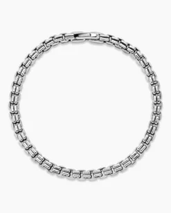 Double Box Chain Bracelet Sterling Silver, 4mm