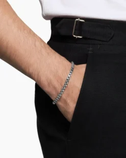Double Box Chain Bracelet Sterling Silver, 4mm