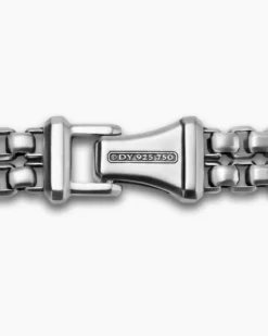 Double Box Chain Bracelet Sterling Silver with 18K Yellow Gold, 10.5mm