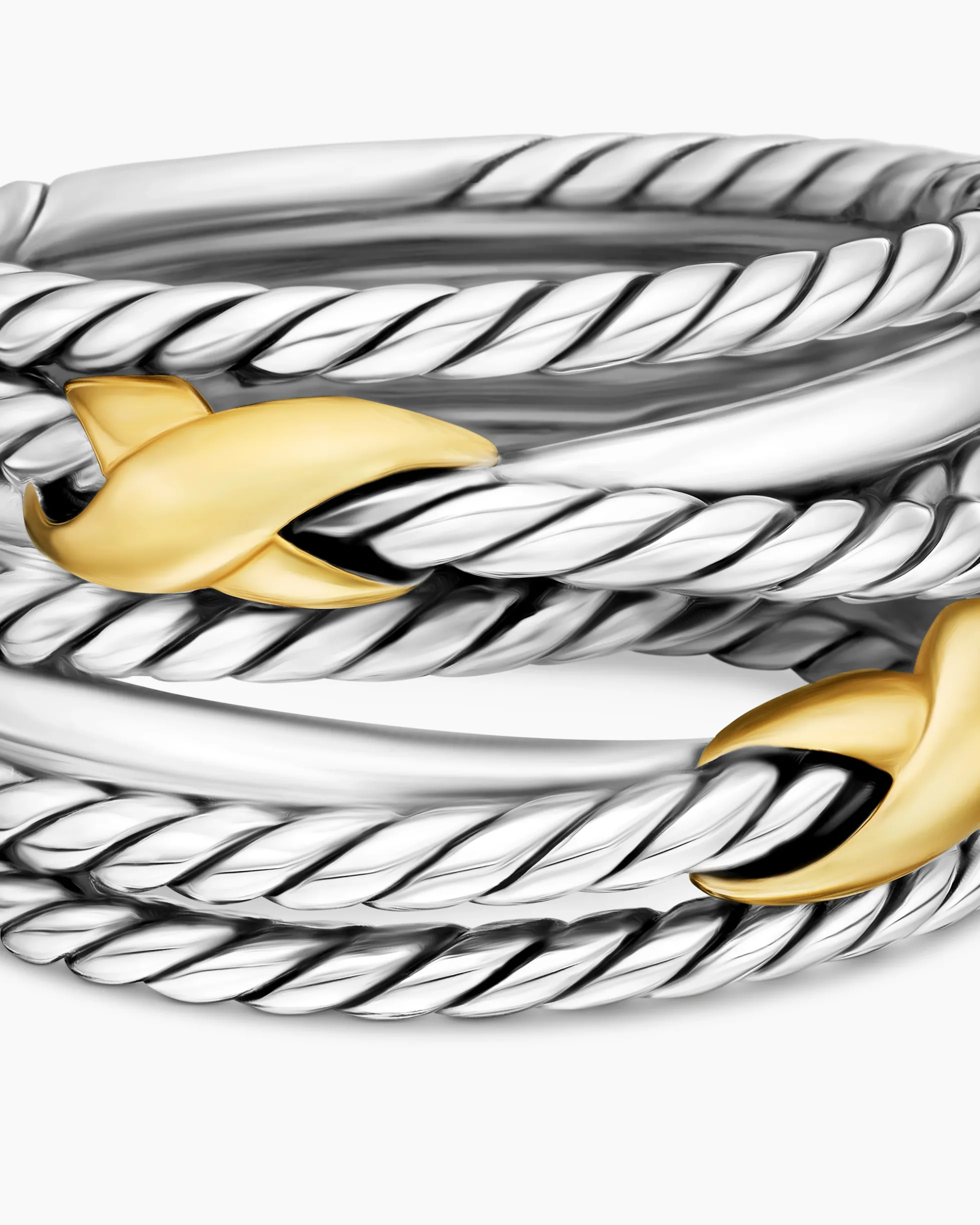 Double X Crossover Ring Sterling Silver with 18K Yellow Gold, 13mm